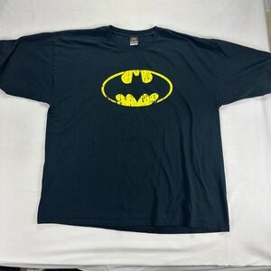 Batman Distressed Yellow‎ Logo Black Graphic T-Shirt Mens 3XL Tall